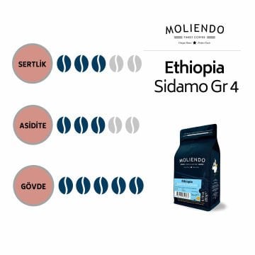 Moliendo Ethiopia Sidamo Gr 4 Kuru İşleme Yöresel Kahve 1000 gr.