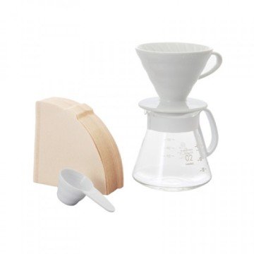 Hario V60 02 Seramik Kahve Demleme Seti Beyaz