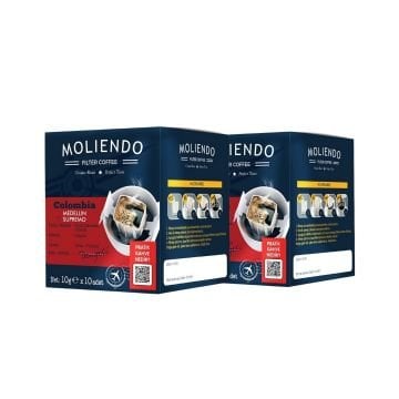 Moliendo Colombia Medellin Supremo Pratik Filtre Kahve Avantaj Paketi 2 x 10 Toplam 20 Adet