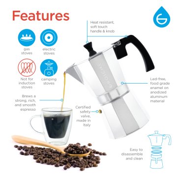 Grosche Milano Moka Pot Gümüş 3 Cup 150 ml