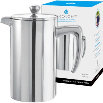 Grosche Dublin French Press Paslanmaz Çelik 8 Cup 1000 ml