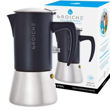 Grosche Milano Çelik Moka Pot Siyah 10 cup 480 ml