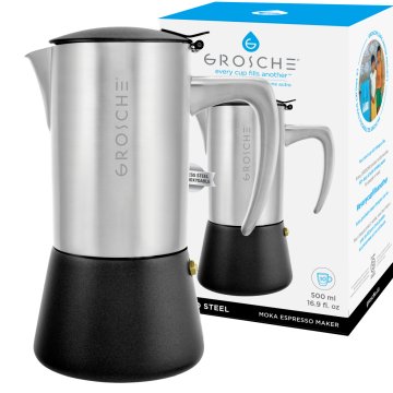 Grosche Milano Çelik Moka Pot Gümüş 10 cup 480 ml