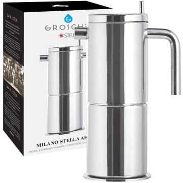 Grosche Milano Stella Aroma Çelik Moka Pot Gümüş 4 Cup